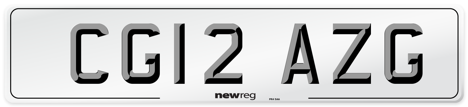 CG12 AZG Number Plate from New Reg